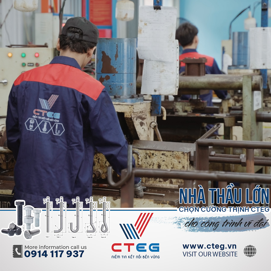 Công đoạn ở xưởng gia công bulong neo 